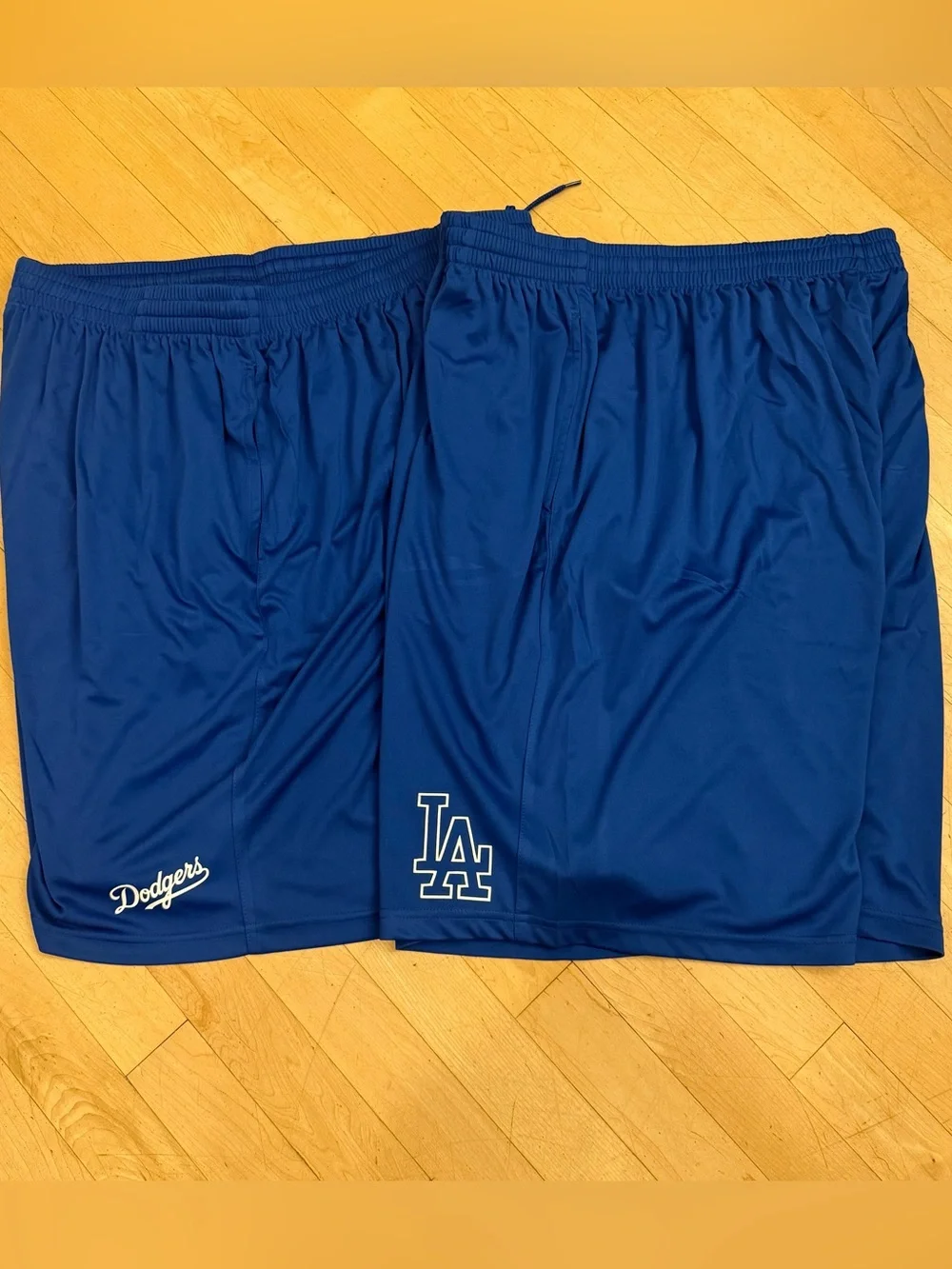 NEW 2 Pair Los Angeles LA Dodgers Royal Blue Polyester Shorts Mens XL and Medium